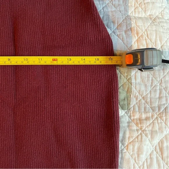 Abercrombie Burgundy Ribbed Long Sleeve Sweater Dress Collared Knit Bodycon - Picture 8 of 9